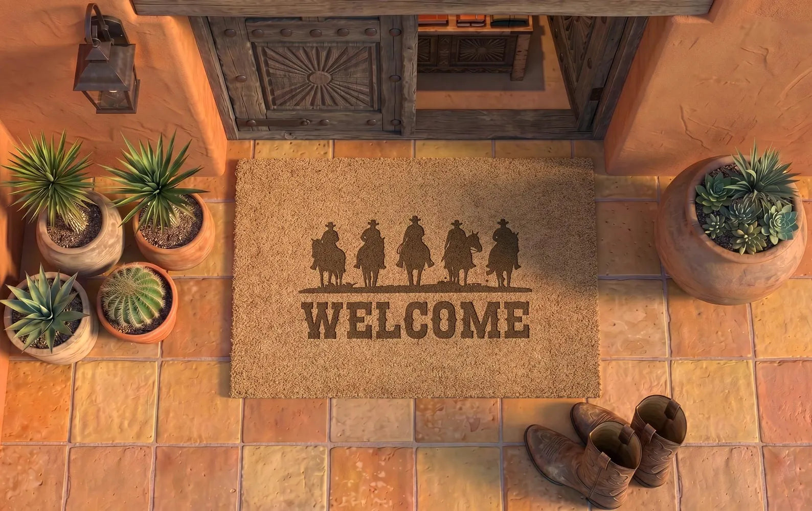 Personalized Cowboy Trail Doormat | Custom Western Welcome Mat | Southwestern Ranch Decor | Laser Engraved
