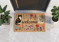 Personalized Floral Cat Welcome Doormat | Custom Cat Mat | Pet Lover Gift | UV Print