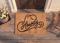 Personalized Howdy Cowboy Doormat | Custom Western Welcome Mat | Cowboy Hat Decor | Laser Engraved