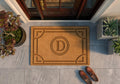 Personalized Monogram Border Doormat | Custom Single Initial Welcome Mat | Elegant Entryway Decor | Laser Engraved