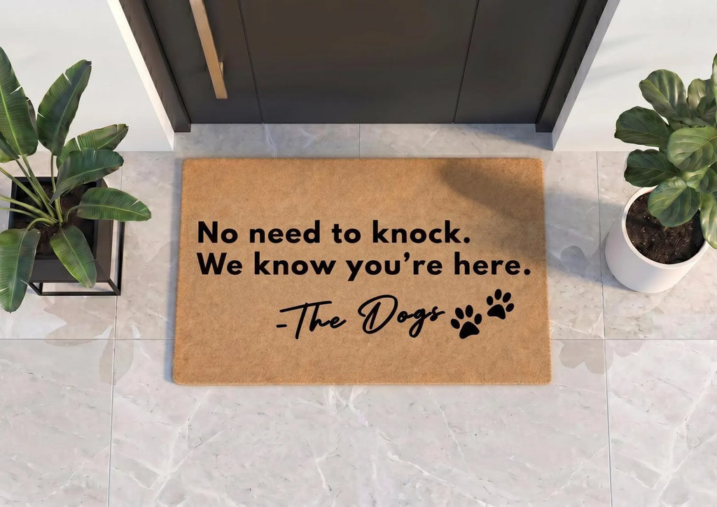 Personalized No Need to Knock Doormat | Custom Dog Welcome Mat | Funny Decor Gift | Laser Engraved