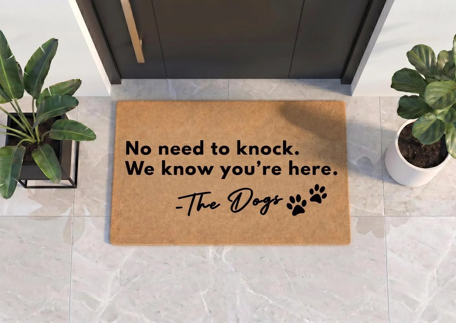 Personalized No Need to Knock Doormat | Custom Dog Welcome Mat | Funny Decor Gift | Laser Engraved