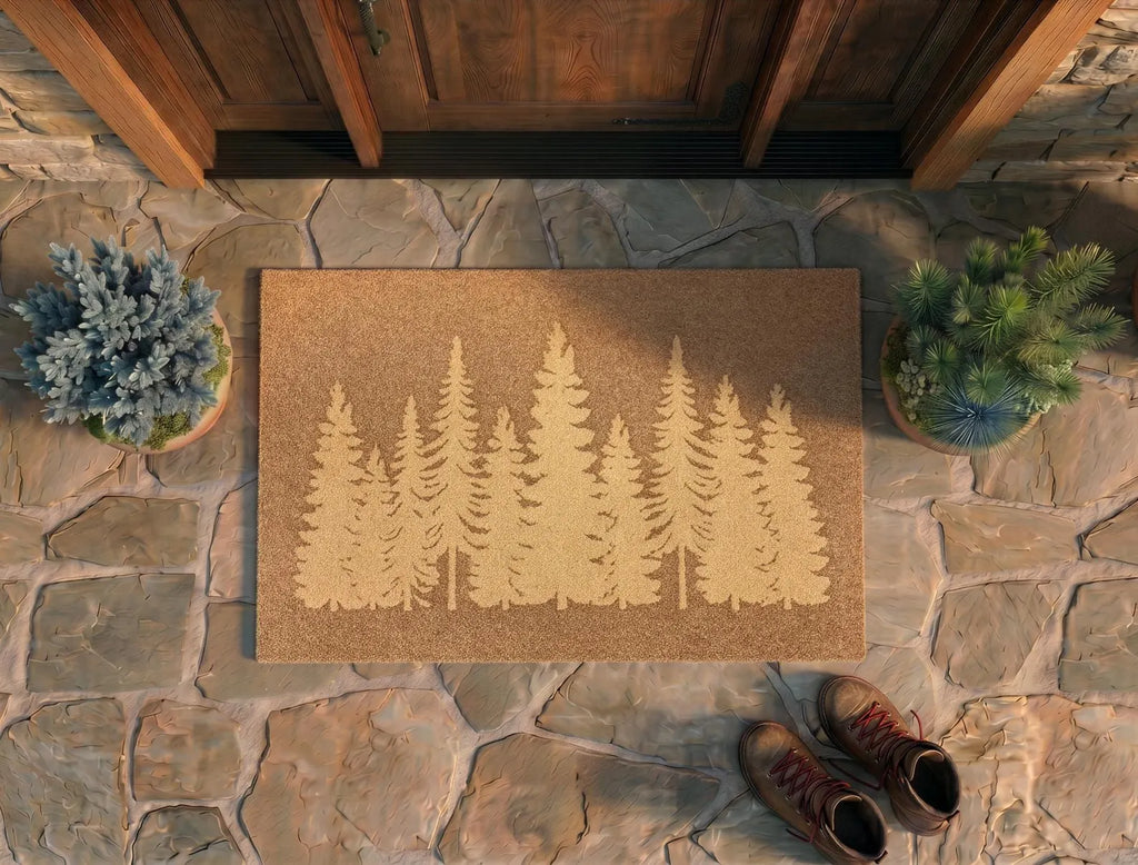 Personalized Raised Embossed Forest Doormat | Custom 3D Welcome Mat | Cabin Housewarming Gift | Laser Engraved