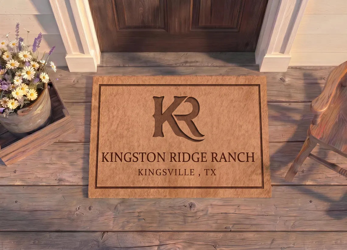 Personalized Ranch Name Doormat | Custom Brand Welcome Mat | Western Ranch Housewarming Gift | Laser Engraved