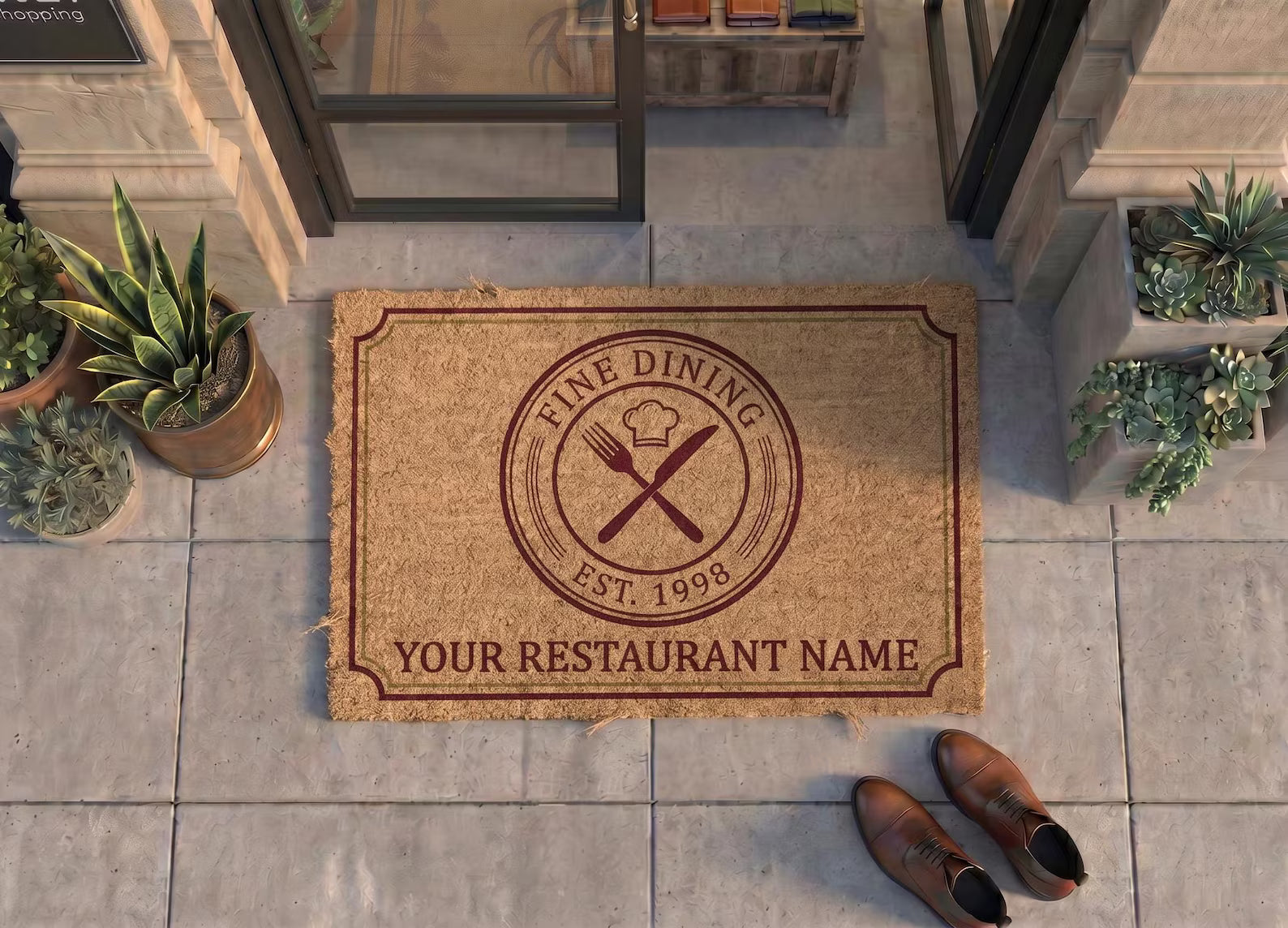 Personalized Restaurant Doormat | Custom Fine Dining Welcome Mat | Restaurant Decor | UV Print