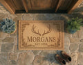 Personalized Antler Doormat | Custom Rustic Family Welcome Mat | Cabin Home Gift | Laser Engraved