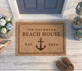 Personalized Beach House Doormat | Custom Name Anchor Welcome Mat | Vacation Home Gift | Laser Engraved