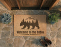 Personalized Cabin Doormat | Custom Bear Mountain Welcome Mat | Rustic Cabin Decor | Laser Engraved