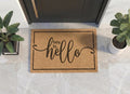 Personalized Cursive Welcome Doormat | Custom Hello Script Mat | Housewarming Gift | Laser Engraved
