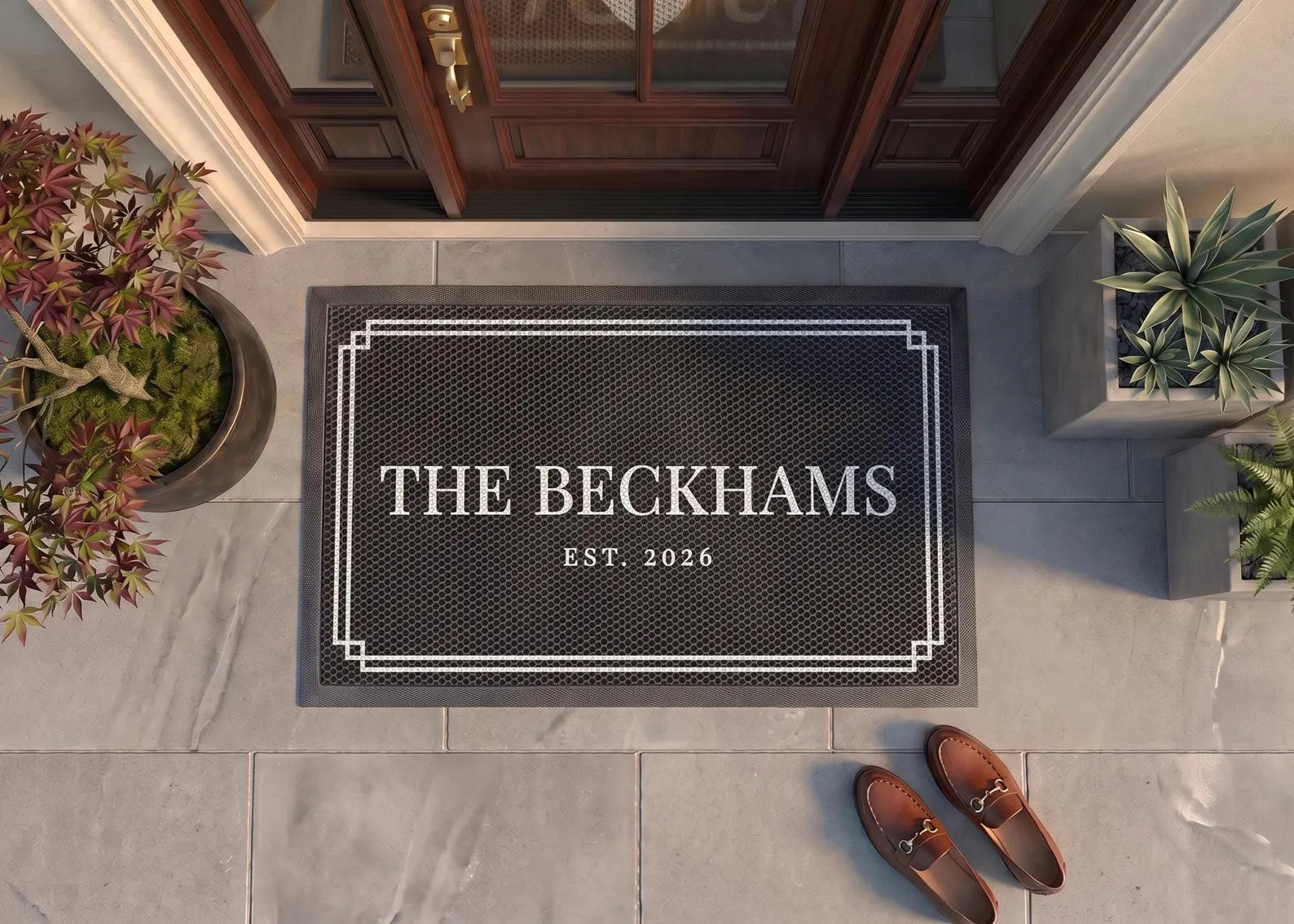 Personalized Family Name Doormat | Custom Est Date Mat | Realtor Closing Housewarming Gift | UV Print