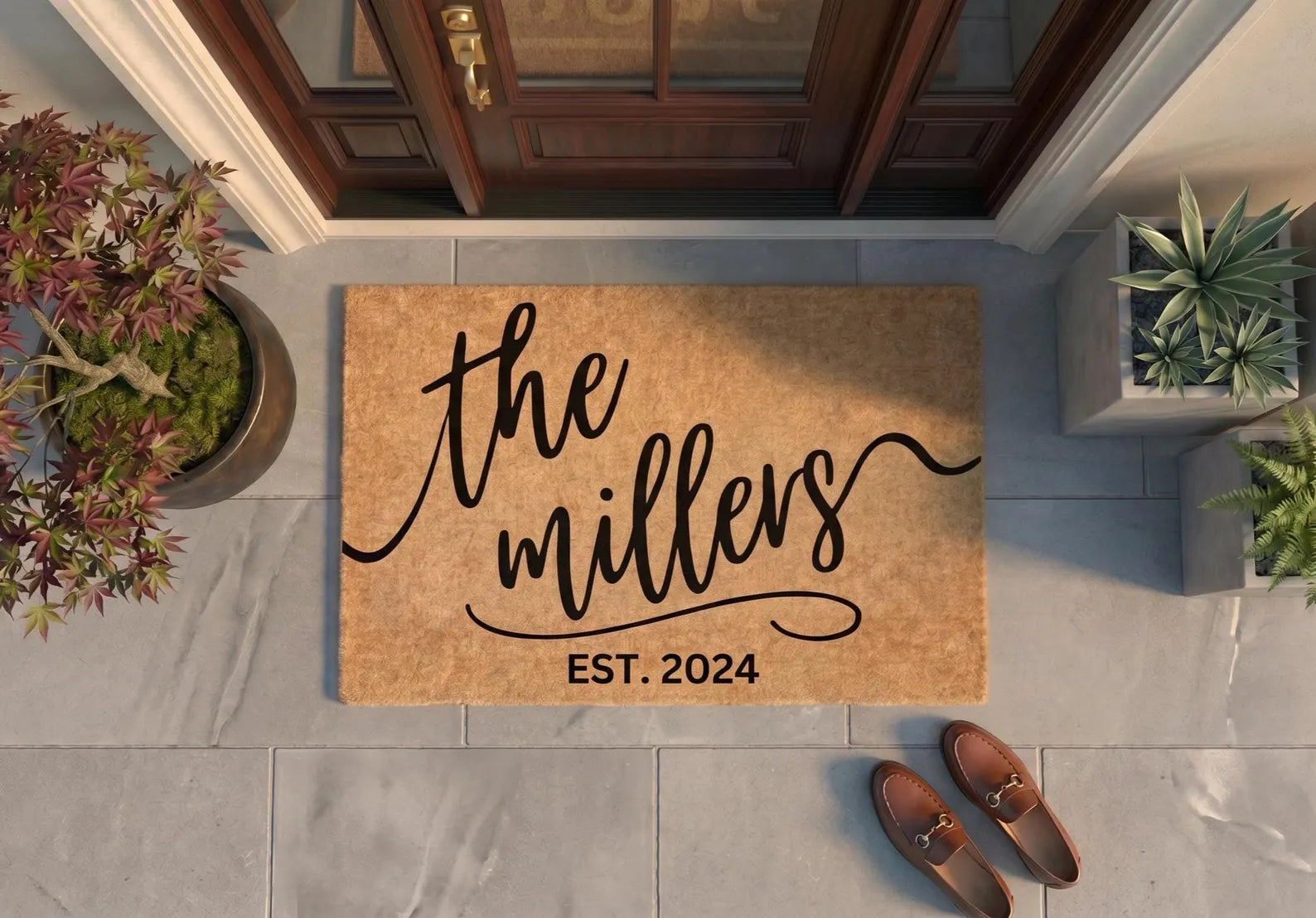 Personalized Family Name Doormat | Custom Last Name Welcome Mat | Housewarming Gift | Laser Engraved