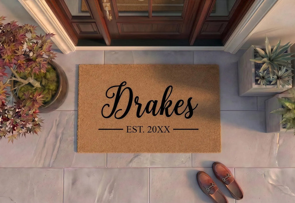 Personalized Family Name Doormat | Custom Last Name Welcome Mat | Housewarming Gift | Laser Engraved