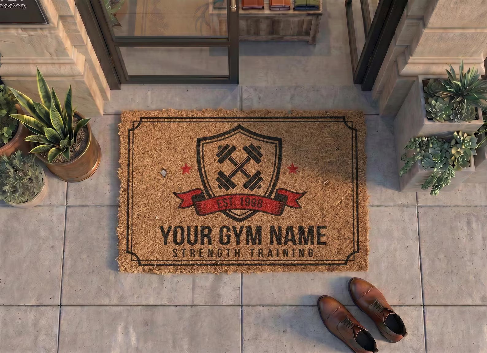 Personalized Gym Doormat | Custom Fitness Studio Welcome Mat | Gym Owner Gift | Laser Engraved