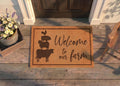 Personalized Farm Animal Doormat | Custom Welcome To The Farm Mat | Farmhouse Housewarming Gift | Laser Engraved
