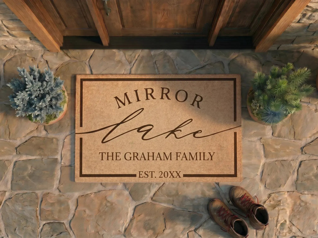 Personalized Lake House Doormat | Custom Family Name Welcome Mat | Lake Cabin Gift | Laser Engraved