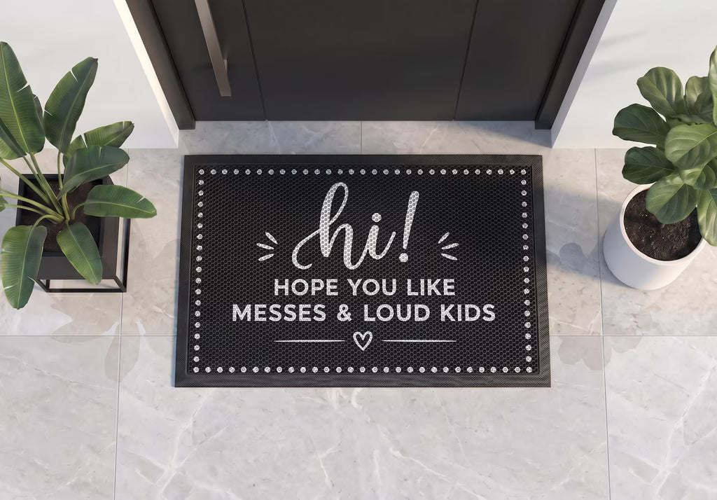 Personalized Loud Kids Doormat | Custom Funny Family Welcome Mat | New Parent Gift | UV Print