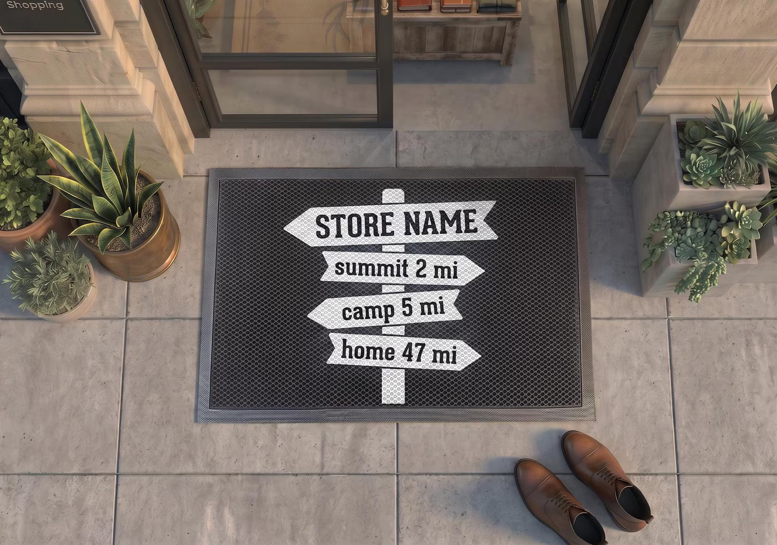 Custom Outdoor Store Doormat | Personalized Hiking Shop Mat | Trailhead Sign Gift | UV Print
