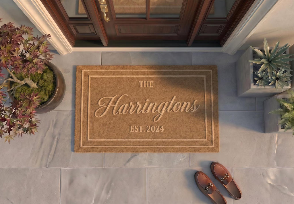 Personalized Family Name Doormat | Custom Last Name Welcome Mat | Housewarming Gift | Laser Engraved